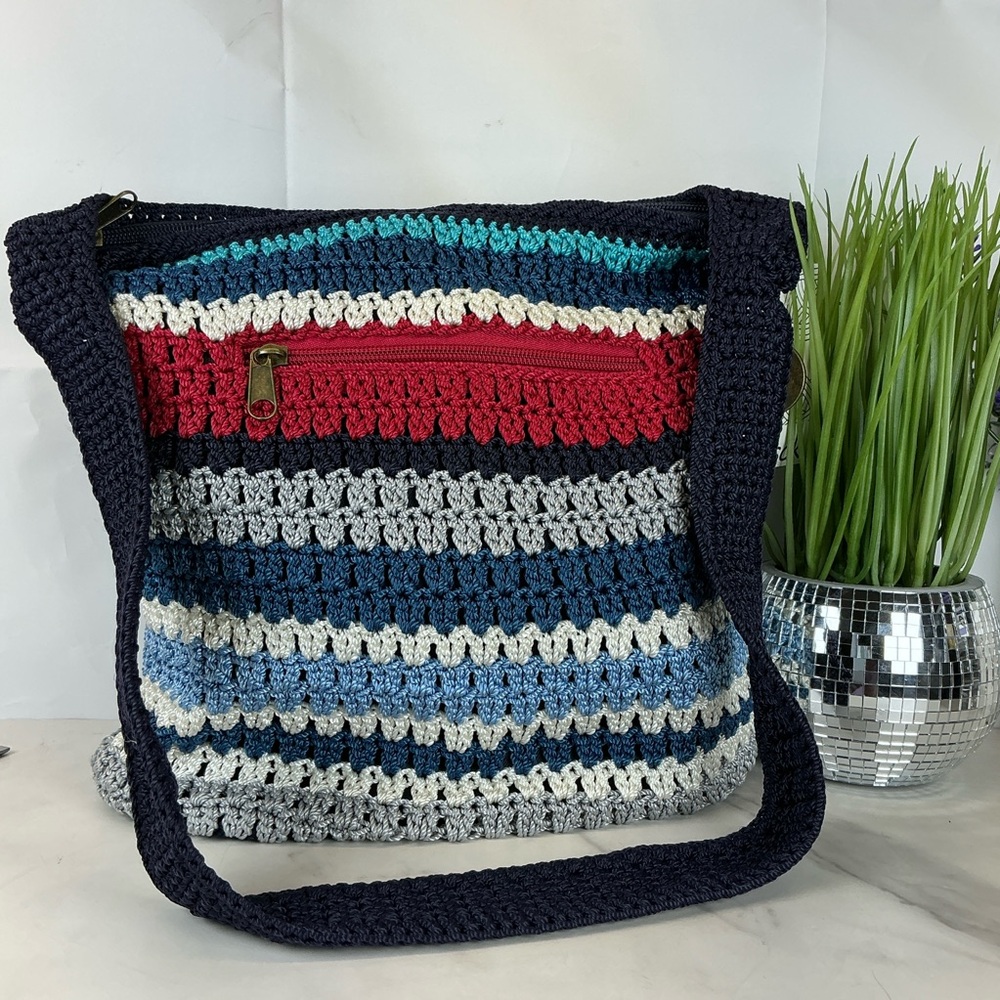 The Sak Amberly Navy and Red Crochet Shoulder Bag - Picture 7 of 12